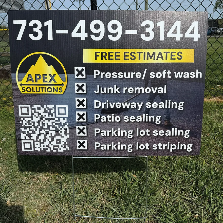 Apex Solutions: Yard sign, back